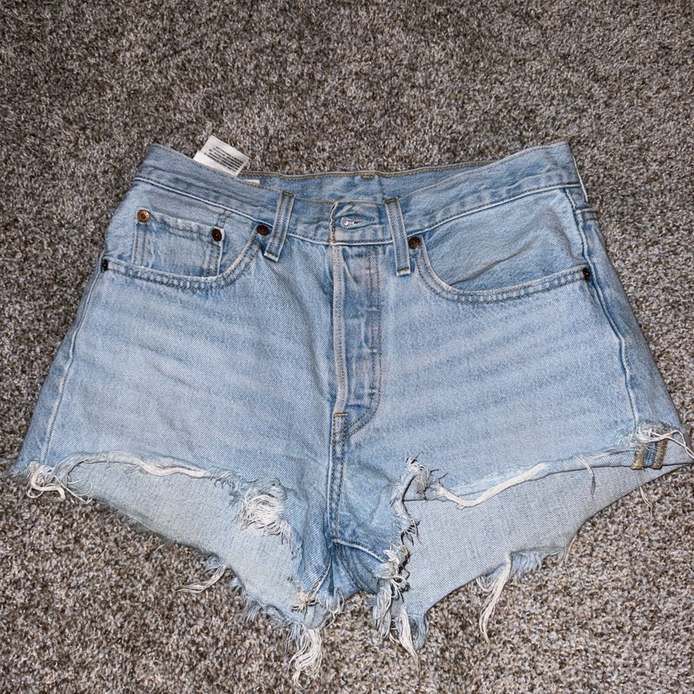 Levi's Light Blue Distressed Jean Shorts